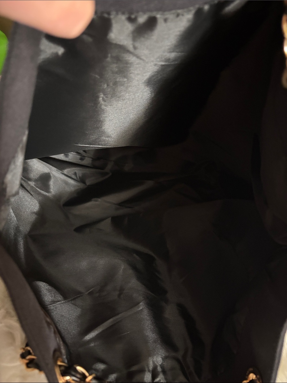 Beauty Black Canvas Tote with Gold and Black Shoulder Straps - Picture 5 of 9